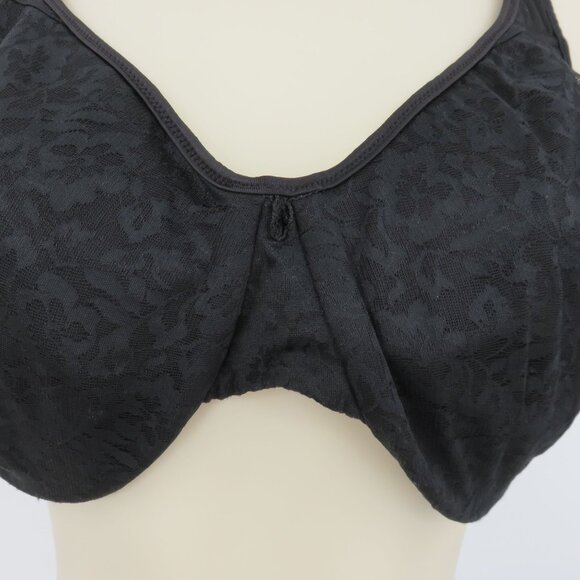 Bali 44C Bra 3385 Black Flower Lace Overlay Underwire Unlined Women Plus Size - Picture 3 of 13